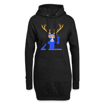 Cool DJ Hirsch Party Geweih Mischpult Club Musik - Hoodie-Kleid - Schwarz - Vorne