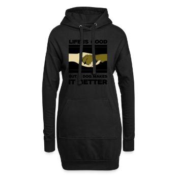 hund life is good pfote - Hoodie-Kleid - Schwarz - Vorne