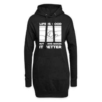 hund life is good pfote - Hoodie-Kleid - Schwarz - Vorne