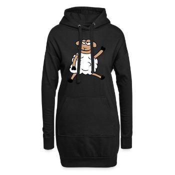 Schaf Sitzt Winkt Begrüßung Glücklich Lächeln Cool - Hoodie-Kleid - Schwarz - Vorne