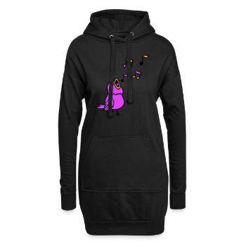 Musiknoten Singvogel Spatz singt zwitschert Musik - Hoodie-Kleid - Schwarz - Vorne