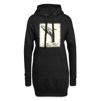 drinking hawaiiantribal birthday whale shark - Hoodie-Kleid - Schwarz - Vorne