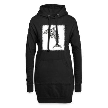 fish waves childrens day fisherman broward - Hoodie-Kleid - Schwarz - Vorne