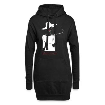 bonjour Tshirt - Salut Französisch Tshirt - Hoodie-Kleid - Schwarz - Vorne