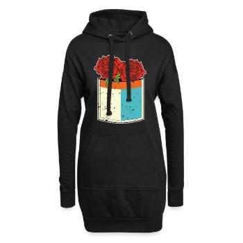 Fleurs Florales Cadeau Chest Pocket Roses - Sweat-shirt à capuche long Femme - noir - Devant