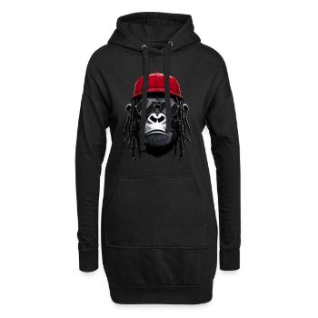Cool Gorilla Hip Hop Rap Rappeur Lunettes de soleil - Sweat-shirt à capuche long Femme - noir - Devant