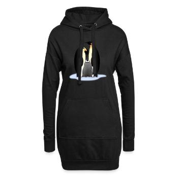 Pinguin Familile - Hoodie-Kleid - Schwarz - Vorne