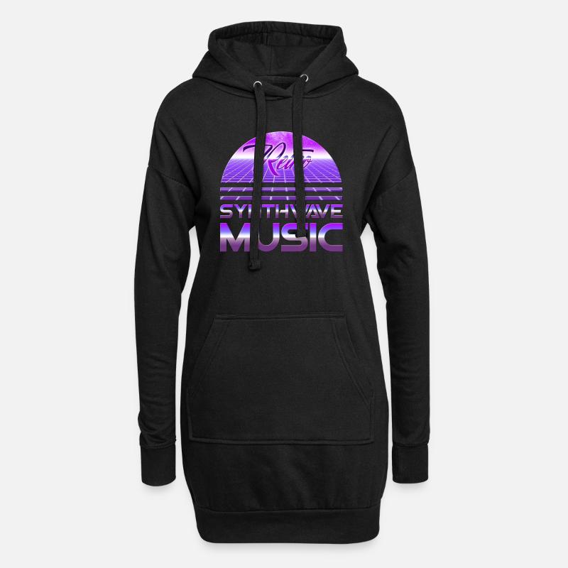 80s Neon Retro Synthwave Music Electronic Wave - Hoodie-Kleid - Schwarz