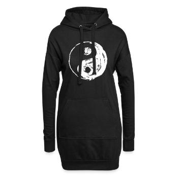 YIN YANG et look cool effiloché - Sweat-shirt à capuche long Femme - noir - Devant