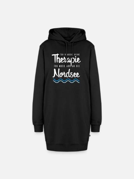 Ich brauche keine Therapie Nordsee - Hoodie-Kleid - Schwarz