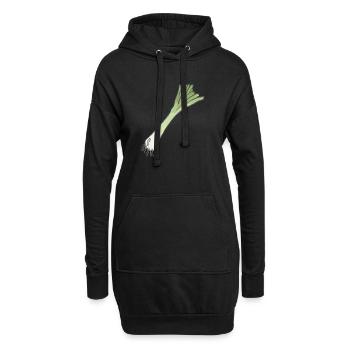 Lauchzwiebel mit Wurzel - Hoodie-Kleid - Schwarz - Vorne