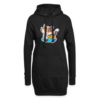 Patinage de chat - Sweat-shirt à capuche long Femme - noir - Devant