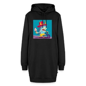 Monster pousse le vélo et mange de la crème glacée - Sweat-shirt à capuche long Femme - noir - Devant
