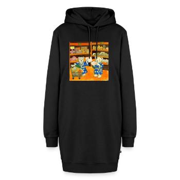Teddybären kaufen Lebensmittel in Japan ukiyo - Hoodie-Kleid - Schwarz - Vorne