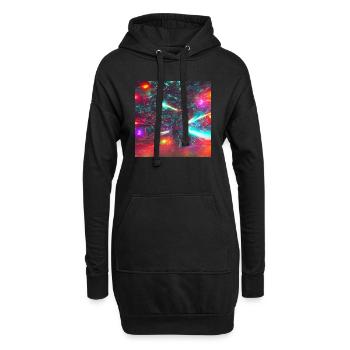Neon Spaceship - Hoodie-Kleid - Schwarz - Vorne