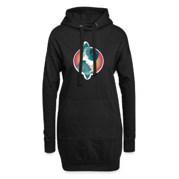 Abstrakter Fisch - Hoodie-Kleid - Schwarz - Vorne