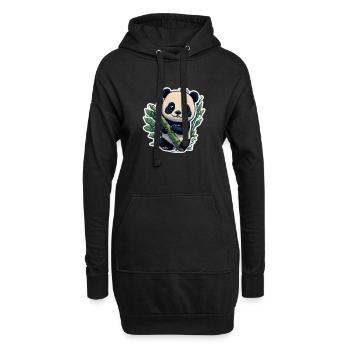 Cute Panda with Bamboo - Hoodie-Kleid - Schwarz - Vorne