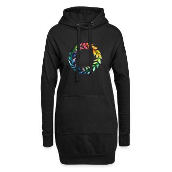 Feuilles arc-en-ciel. Formation d’un cercle dans le style aquarelle - Sweat-shirt à capuche long Femme - noir - Devant