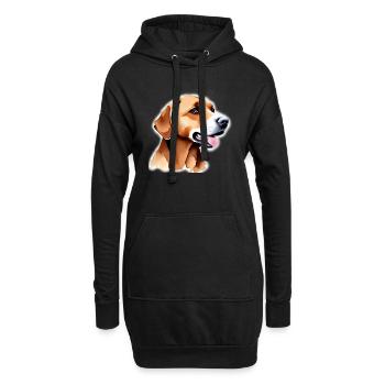 Charmanter Kakaohund - Hoodie-Kleid - Schwarz - Vorne