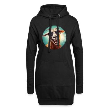 Chèvre avec beaucoup de joie de vivre - Sweat-shirt à capuche long Femme - noir - Devant