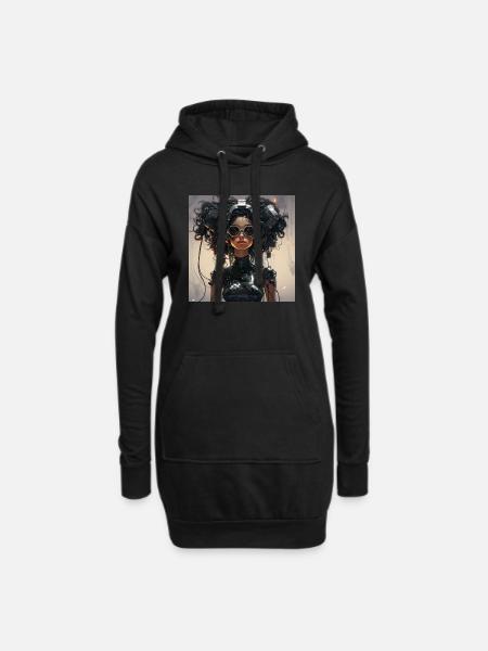 Cyber Punk - Sweat-shirt à capuche long Femme - noir