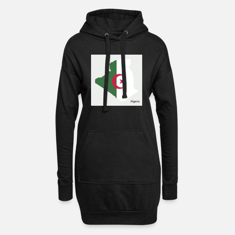 Algerien Flagge, Map - Hoodie-Kleid - Schwarz