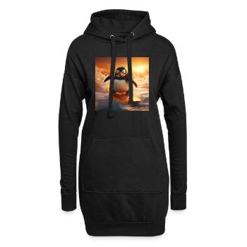 Pinguin riding on waves - Hoodie-Kleid - Schwarz - Vorne