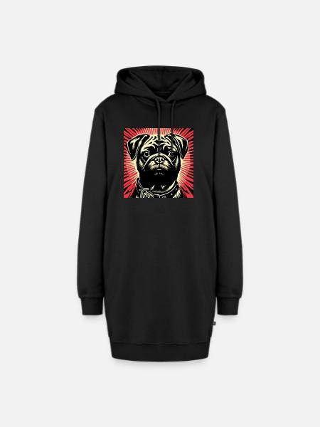 Mops Pop Art - Hoodie-Kleid - Schwarz