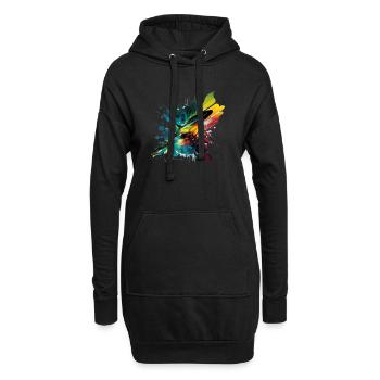 Regenbogen - Hoodie-Kleid - Schwarz - Vorne
