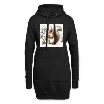 Eichhörnchen - Hoodie-Kleid - Schwarz - Vorne