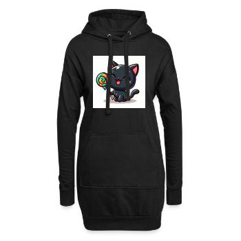 Sweet Kitty noir avec rire avec sucette - Sweat-shirt à capuche long Femme - noir - Devant