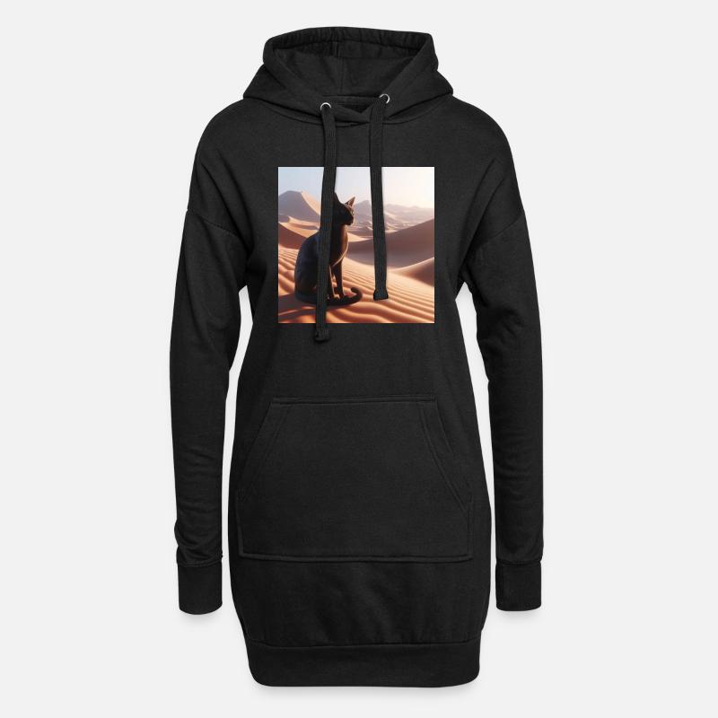 Eine echte Katze in der Wüste 1 - Hoodie-Kleid - Schwarz
