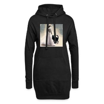 À propos d’un chat qui... - Sweat-shirt à capuche long Femme - noir - Devant