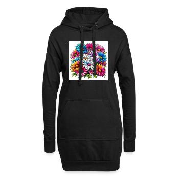 Colourful Daisy Drawing - Hoodie Dress - black - Front