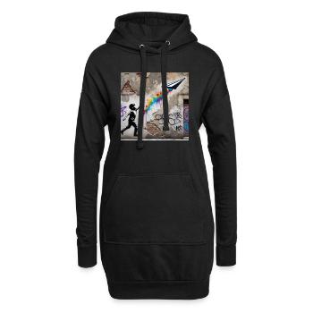 Kein Banksy - Flug der Fantasie - Hoodie-Kleid - Schwarz - Vorne
