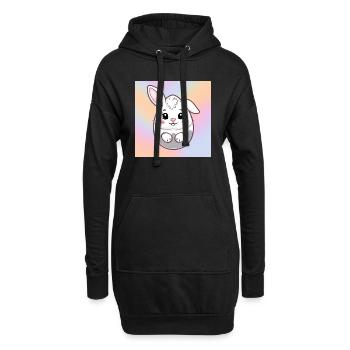 Eierglück mit Hase - Hoodie-Kleid - Schwarz - Vorne