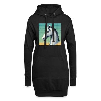2024 Pferd NFT Kopf Comic Hochauflösung - Hoodie-Kleid - Schwarz - Vorne