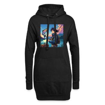 Fischertraum: Sonnenuntergangs-Abenteuer - Hoodie-Kleid - Schwarz - Vorne