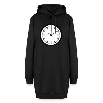 uhr zeit watch clock time hourglass sanduhr144 - Hoodie-Kleid - Schwarz - Vorne - AI Model Female 172 light (172cm)