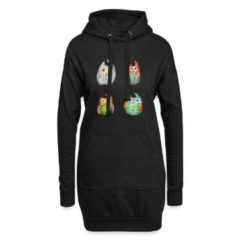 Eule Uhu Tier Waldtier Steinkauz Schleiereulen Fun - Hoodie-Kleid - Schwarz - Vorne