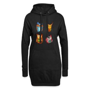 Eule Uhu Tier Waldtier Steinkauz Schleiereulen Fun - Hoodie-Kleid - Schwarz - Vorne