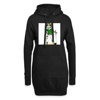 Das golfende Katzenmodel - Hoodie-Kleid - Schwarz - Vorne