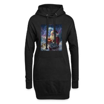 Weihnachtsmann Frauen Männer Kinder Weihnachten - Hoodie-Kleid - Schwarz - Vorne