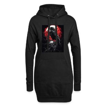 Corbeau Crâne Lune Gothique Noir Corbeau - Sweat-shirt à capuche long Femme - noir - Devant