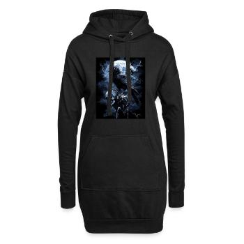 Corbeau Crâne Lune Gothique Noir Corbeau - Sweat-shirt à capuche long Femme - noir - Devant
