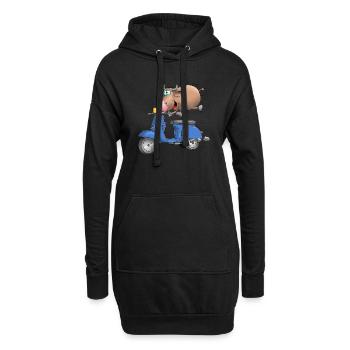 Moped Cartoon Stier - Hoodie-Kleid - Schwarz - Vorne