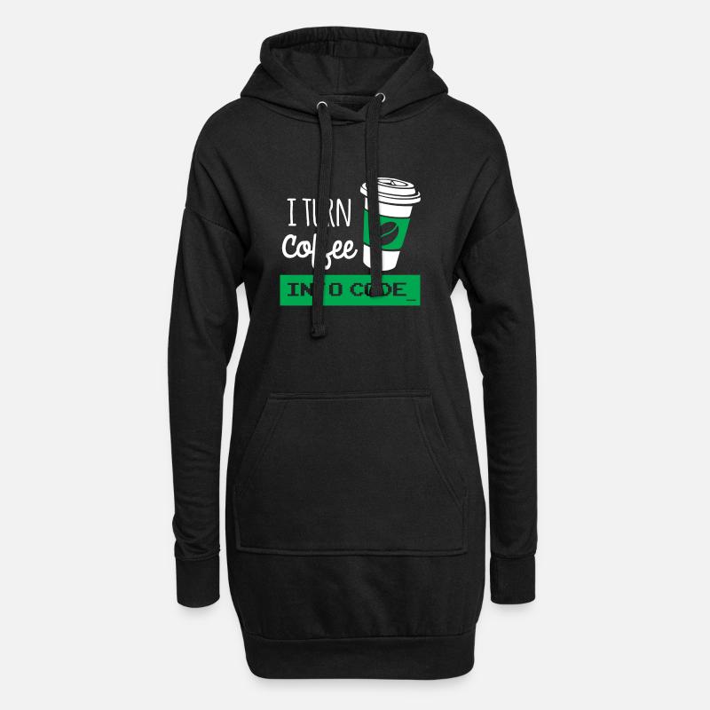 Ich drehe Kaffee in Code-Entwickler - Hoodie-Kleid - Schwarz