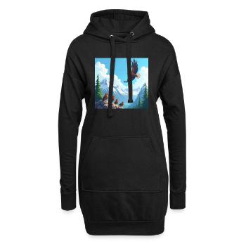 Majestic eagle over the mountains - cartoon - Hoodie Dress - black - Front