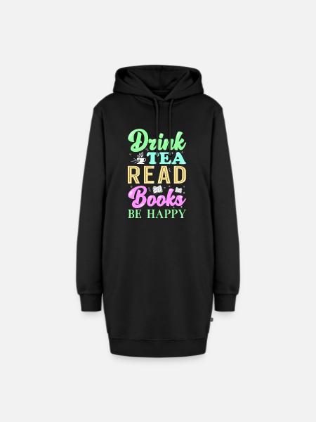 Lesen Bücher Tee - Hoodie-Kleid - Schwarz