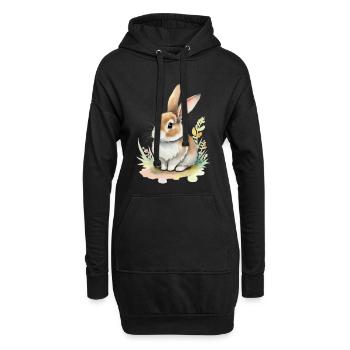 Lapin mignon - Sweat-shirt à capuche long Femme - noir - Devant